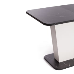 Раздвижной стол ГЕНТ ЛДСП, 110-145кс68,6кс75,5 см, Мрамор Блэк Роял/Белый / GENT 110-145x68,6x75,5