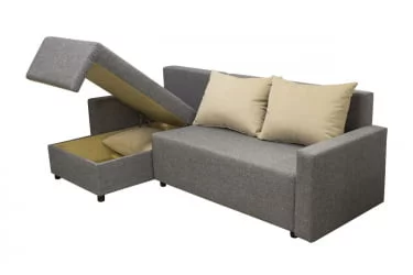 Угловой диван Шеррй (3 категория) с механизмом подъема оттоманки Визит 118-Нео Латте / Sherry