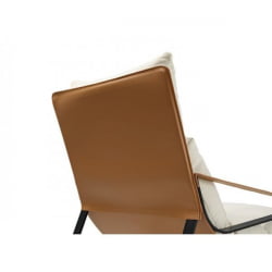 Кожаное кресло ЕРК-ЛC03-ГЙ, коричневое, белое / ERK-LC03-GY,