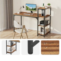 Стол письменный (для компьютера) со стеллажом ЕУРЕКА ЗКС-СХ140А-РВ с шириной 140 см Реcлаимед Воод / EUREKA ZX-SH140A-RW Reclaimed Wood