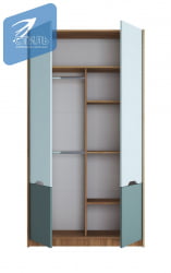 Зеленый шкаф РИCХ ШК-002 Мята/Сумеречный голубой/дуб крафт золотой / RICH