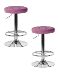 Табурет барный ДОБРИН БРУНО (пудрово-сиреневый велюр (МДЖ9-52)) 2 шт / DOBRIN BRUNO (MJ9-52))