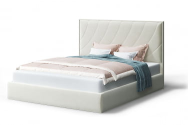 Кровать СОФИЯ 2000*1200мм (без опор), велюр Бренди лайт 02 (серо-белый), (б/основания, б/матраса)