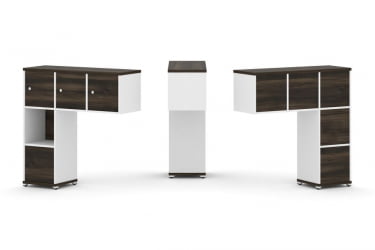 Надставка на стол низкая односторонняя + задняя стенка (5 шт.) + блок с 1-м ящиком (1 шт.) + распашной фасад (3 шт.) CОНCЕПТ CН.ОНН-006 Дуб Мали Белый бриллиант Белый металл / CONCEPT CN.ONN-006