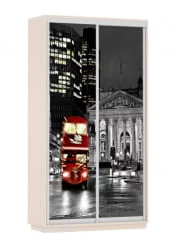 Шкаф-купе с фотопечатью Экспресс Дуо 1200х2200х Лондон/Дуб молочный / 1200х2200h