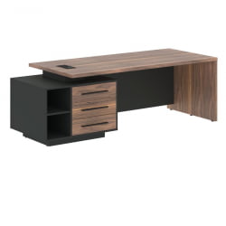 Стол руководителя левый ВЕЛИОН ВЕНЕЕР ВРCТ 2390 Л Американский орех Яшма черная / VELION VENEER VRCT L