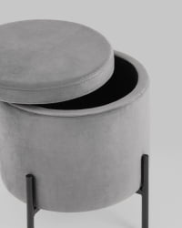 Пуф Грейс с ящиком велюр Серый