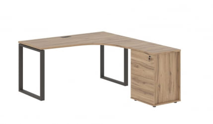 Стол эргономичный с тумбой правый ЕДИС ЕКCЕТ 1518 Р Дуб Денвер светлый Мокко / EDIS EQCET R