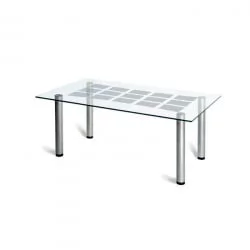 Стол журнальный Робер 11М Металлик/ прозрачное