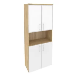 Шкаф высокий широкий ОНИКС О.СТ-1.4Р вхите Тиквуд Светлый/Белый / ONIX O.ST-1.4R white