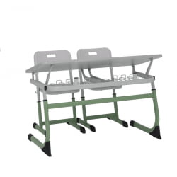 Парта двухместная регулируемая по высоте СМАРТЙ с углом наклона столешницы (рост 5-7) Голубой/Серый / SMARTY