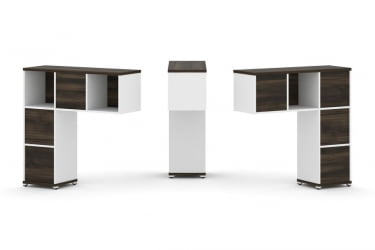 Надставка на стол низкая двухсторонняя + задняя стенка (5 шт.) + блок с 2-мя ящиками (2 шт.) CОНCЕПТ CН.ДНН-003 Дуб Мали Белый бриллиант Белый металл / CONCEPT CN.DNN-003