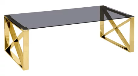 Журнальный стол КРОСС 120кс60 Золото (стекло смоке) / 120x60 smoke)