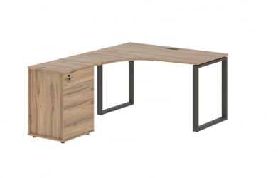 Стол эргономичный с тумбой левый ЕДИС ЕКCЕТ 1318 Л Дуб Денвер светлый Мокко / EDIS EQCET L