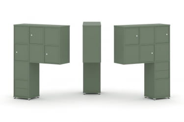 Надставка на стол высокая двухсторонняя + задняя стенка (8 шт.) + блок с 2-мя ящиками (2 шт.) + распашной фасад (6 шт.) CОНCЕПТ CН.ДНВ-004 Кобо Белый металл / CONCEPT CN.DNV-004