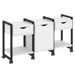 Тумба на колесных опорах наборная. Вариант №6 ЛОФТ ВР.Л-ТН-6.К Металл черный Белый Бриллиант / LOFT VR.L-TN-6.K