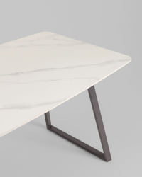 Стол обеденный Вермонт 140*80 см керамика белая ножки серые / Vermont