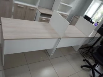 Стол прямой Дека ЛДСП каркас 75.07.12 Дуб Сантана светлый/Белый / Deka