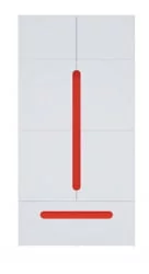 Шкаф двустворчатый с ящиками Палермо Юниор 07 Белый глянец Ясень шимо светлый Красный