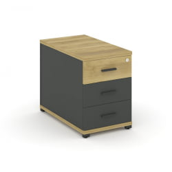 Тумба опорная приставная с 3-мя ящиками CОНCЕПТ CН.ТГО-001 Б/В Дуб Винченцо Антрацит / CONCEPT CN.TGO-001 B/W