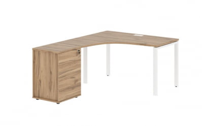 Стол эргономичный с тумбой левый ЕДИС ЕУCЕТ 1318 Л Дуб Денвер светлый Белый / EDIS EUCET L