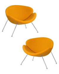 Кресло дизайнерское ДОБРИН ЕМИЛЙ (желтая ткань АФ13, хромированная сталь) 2 шт / DOBRIN EMILY AF13,