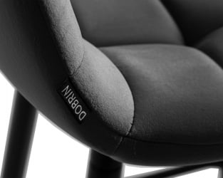 Стул полубарный ДОБРИН ОЛИВИА (черные матовые ножки, темно-серый велюр (108-91)) / DOBRIN OLIVIA