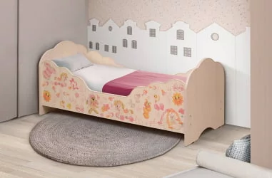 Детская кровать с бортиком с фотопечатью Малышка №4 700*1400 Дуб млечный