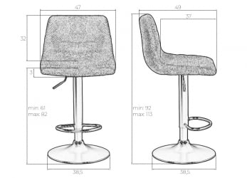 Стул барный ДОБРИН ТРАВИС (серый (ВИВАЛДИ15)) / DOBRIN TRAVIS (VIVALDI15))