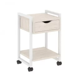 Тумба на колесных опорах с ящиком и полкой ЛОФТ ВР.Л-Т1.К Металл белый Денвер светлый / LOFT VR.L-T1.K