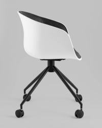 Кресло офисное ЛИБРА пластик белый экокожа черная на колесиках / LIBRA