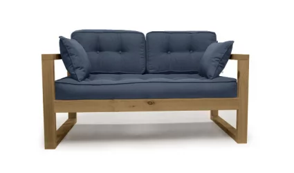 Диван двухместный ДЕмоку Д-2 небесно-голубой_холодный серый / DEmoku