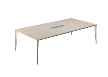 Конференц-стол (домино вдоль) Атлас НЗ-0109.ЙН.ГС.АЛ Ясень Наварра Серый камень Алюминий / Atlas NZ-0109.YN.GS.AL