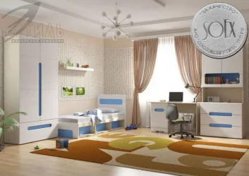 Полка навесная Палермо Юниор 03 Ясень шимо светлый Белый глянец