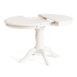 Стол СТЕФАНО круглый бук, мдф, Д90+30кс77см, Иворй вхите / STEFANO D90+30x77см, Ivory white