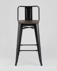 Стул полубарный Толикс Воод со спинкой Черный / Tolix Wood
