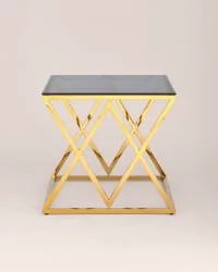 Журнальный стол ИНСИГНИЯ 55кс55 Золото стекло смоке / 55x55 smoke