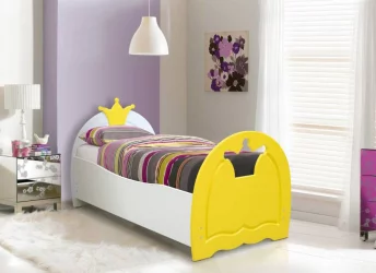 Кровать детская КОРОНА 800*1600 Белый/Желтый
