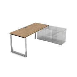 Стол рабочий, прямолинейный три опоры, правый ГЛОСС ЛИНЕ НСТП-О.984 Теаквоод / GLOSS LINE Teakwood