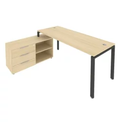 Рабочая станция на П-образном м/к с опорной тумбой левая Метал Сйстем БП.РС-СТС-2.5 Л Акация/Антрацит / Metal System