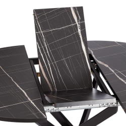 Стол МАНЗАНА ЛДСП/ХПЛ/металл, 100 х 100+30 х 75 см, Мрамор черный/черный / MANZANA ЛДСП/HPL/металл,