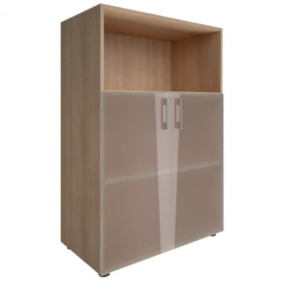 Шкаф книжный средний со стеклом без топа ЙАЛТА ЛТ-СТ 2.2 Снежная Платина / YALTA LT-ST_0