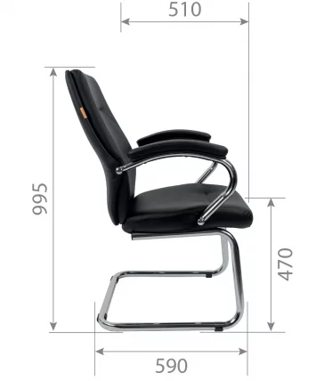 Кресло для посетителя CХАИРМАН 495 экокожа Черный / CHAIRMAN_4