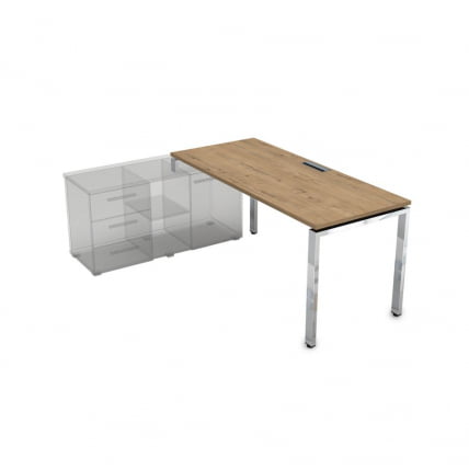 Стол рабочий, прямолинейный три опоры, левый ГЛОСС ЛИНЕ НСТЛ-П.996 Теаквоод / GLOSS LINE Teakwood_0