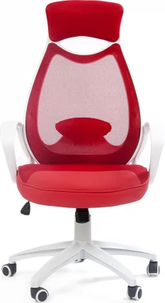 Кресло для руководителя CХАИРМАН 840 вхите  Комбинированный красный / CHAIRMAN white_1