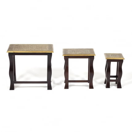 Комплект 3 столика Сеcрет Де Маисон БРАХМА ( мод. НД-009) дерево манго/латунная чеканка, 56х36х50, 41х30х45, 24х24х40 / Secret De Maison BRAHMA mod. ND-009)_1