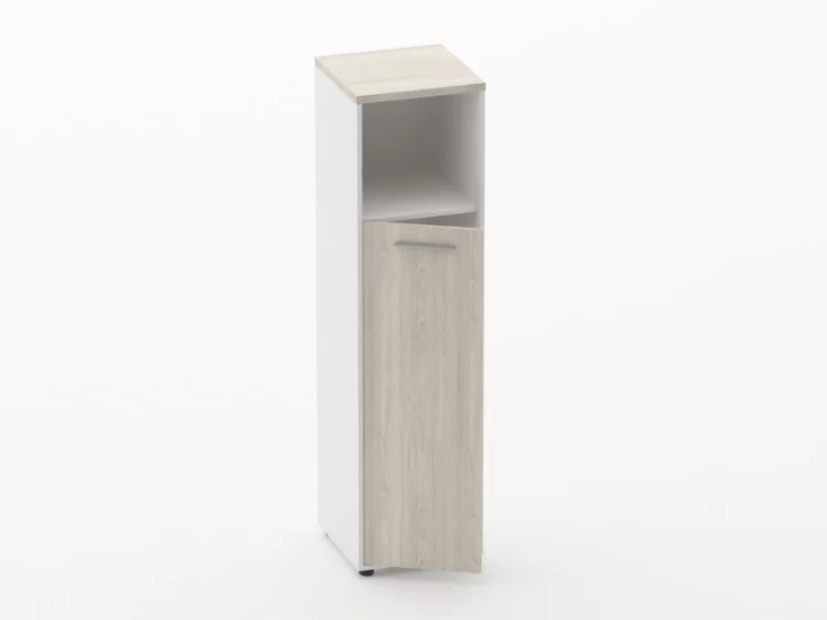 Шкаф 3 узкий закрытый с нишей Дека 10.16.13Л Дуб Сантана светлый/Белый / Deka_1