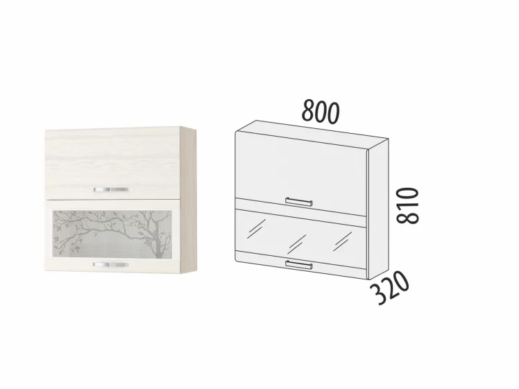 Шкаф-витрина Графит 74.09 Сосна Астрид /Ваниль_1