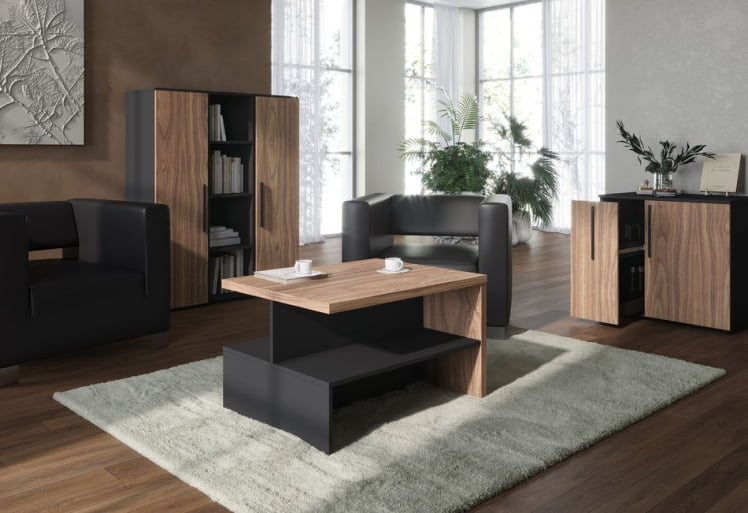 Стол журнальный ВЕЛИОН ВЕНЕЕР ВРCТ 9070 Американский орех Яшма черная / VELION VENEER VRCT_1