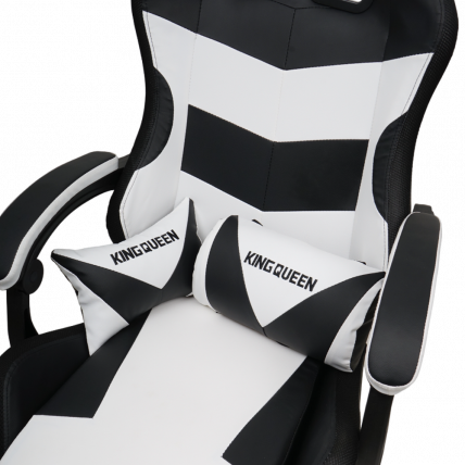 Кресло 908 КИНГКУЕЕН цвет черный/белый с массажем и подсветкой 908-блаcк-вхите-масс / KINGQUEEN 908-black-white-mass_7